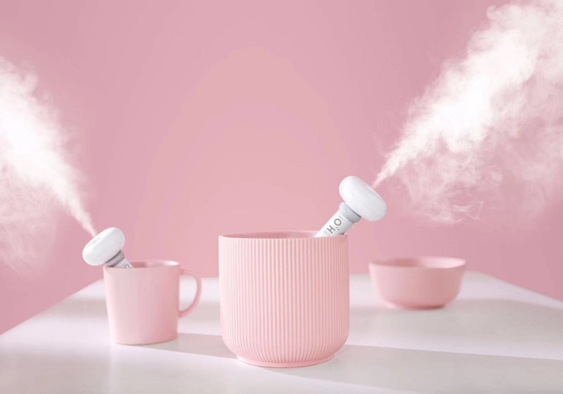 humidificador ultrasonico portatil en taza rosa