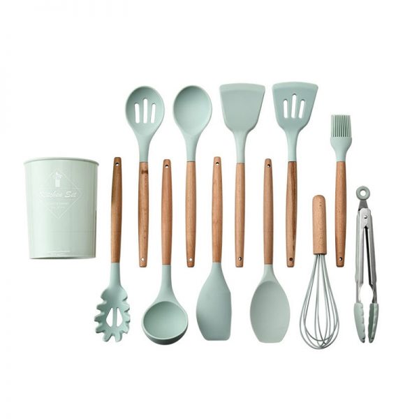 Utensilios de Cocina Silicona Madera